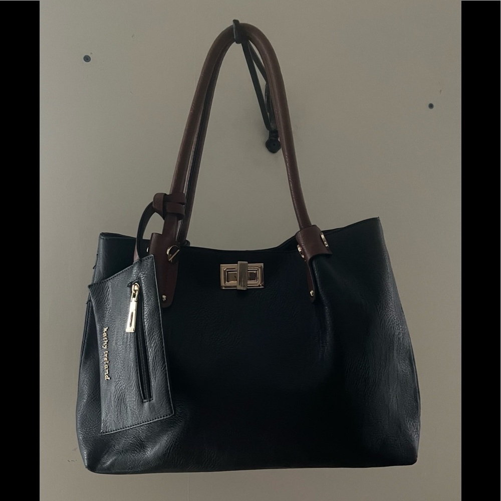 Kathy Ireland Black & Brown Faux Leather Handbag